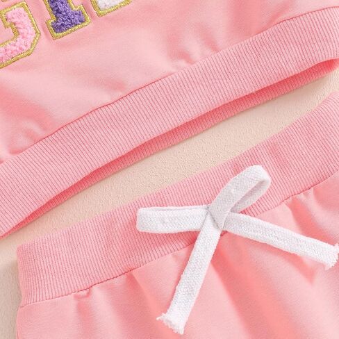 SAYOO Baby Birthday Girl Outfit Embroidery Birthday Girl Print Sweatshirt Pullover+Sweatpants Princess 2Pcs Fall Clothes in Saudi Arabia