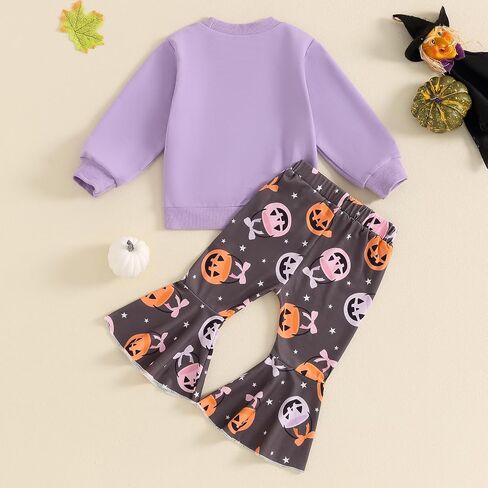 FYBITBO Halloween Outfits For Toddler Girls Cute Long Sleeve Sweatshirt Pumpkin Flare Pants Toddler Girl Fall Clothes Set in Saudi Arabia