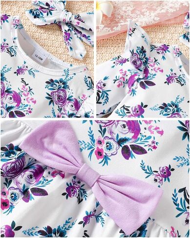 Toddler Baby Girl Clothes Cute Long Sleeve Floral Print T Shirt Ruffle Pants Headband Infant Girl 3PCS Outfits Set in Saudi Arabia