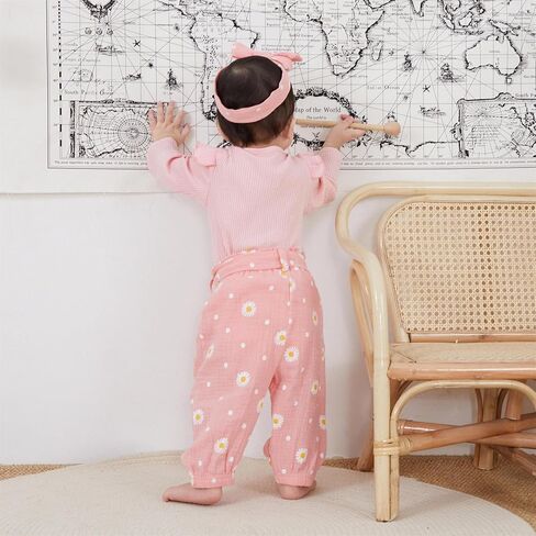 Tsnbre Newborn Baby Girl Clothes Letter Daisy Rib Knit Romper Pants Headband Fall Winter Outfits 3 6 12 18 Months in Saudi Arabia