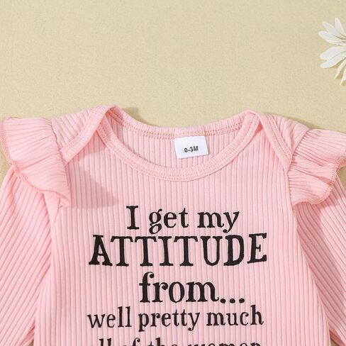 Tsnbre Newborn Baby Girl Clothes Letter Daisy Rib Knit Romper Pants Headband Fall Winter Outfits 3 6 12 18 Months in Saudi Arabia