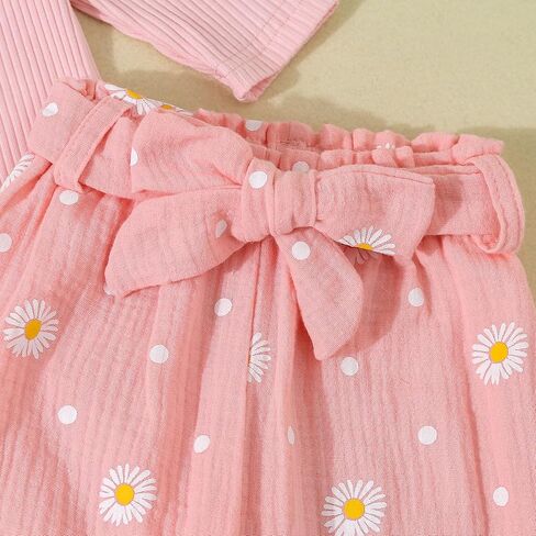 Tsnbre Newborn Baby Girl Clothes Letter Daisy Rib Knit Romper Pants Headband Fall Winter Outfits 3 6 12 18 Months in Saudi Arabia