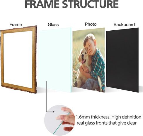 5x7 Picture Frame Rustic Brown, Solid Wood Picture Frame with Bark Edges & Real Glass Cover, Display Pictures/Photos/Prints 5 x 7 for Wall Mounting, Farmhouse Decor in Saudi Arabia