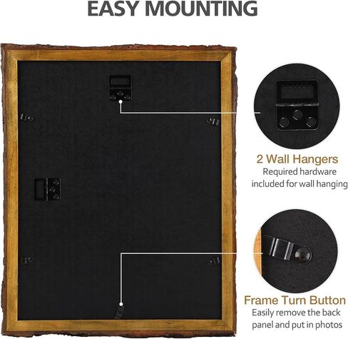 5x7 Picture Frame Rustic Brown, Solid Wood Picture Frame with Bark Edges & Real Glass Cover, Display Pictures/Photos/Prints 5 x 7 for Wall Mounting, Farmhouse Decor in Saudi Arabia