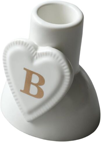 COLLECTIVE HOME - Monogram Heart-Shaped Candle Holders, Personalized Letter Ceramic Stands, Romantic Alphabet Accents, Sophisticated Gift with Exquisite Packaging for Home Elegance (M) in Kuwait
