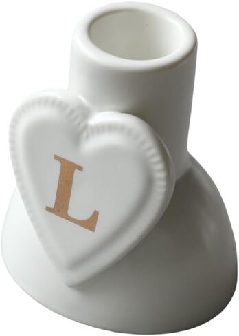COLLECTIVE HOME - Monogram Heart-Shaped Candle Holders, Personalized Letter Ceramic Stands, Romantic Alphabet Accents, Sophisticated Gift with Exquisite Packaging for Home Elegance (M) in Saudi Arabia