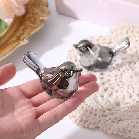 Small Bird Figurines Home Decor Glass Crystal Bird Statue Modern Style Decorative Ornaments for Living Room, Bedroom, Farmhouse, Office Desktop, Book Shelf, Coffee Table, Cabinets (Gold) in Saudi Arabia