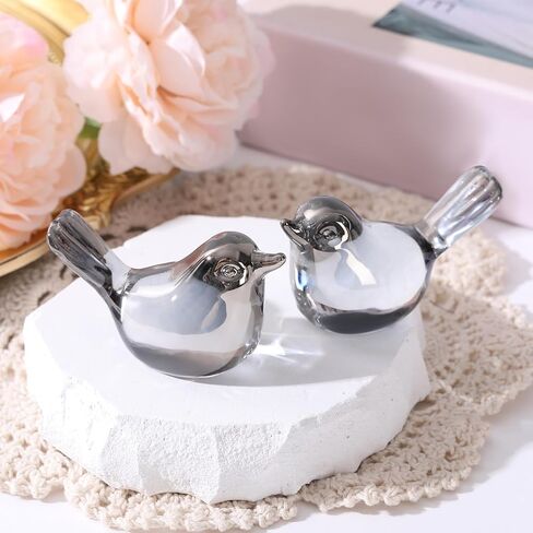 Small Bird Figurines Home Decor Glass Crystal Bird Statue Modern Style Decorative Ornaments for Living Room, Bedroom, Farmhouse, Office Desktop, Book Shelf, Coffee Table, Cabinets (Gold) in Saudi Arabia