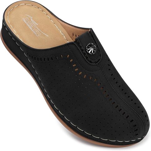 قباقيب SHIBEVER للأحذية النسائية ذات الكعب العالي: أحذية مسطحة سهلة الارتداء - صنادل مغلقة عند الأصابع مريحة in Kuwait