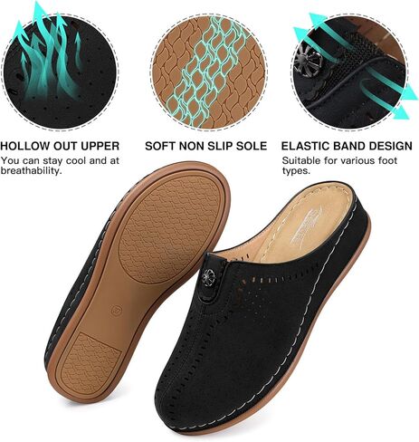 قباقيب SHIBEVER للأحذية النسائية ذات الكعب العالي: أحذية مسطحة سهلة الارتداء - صنادل مغلقة عند الأصابع مريحة in Kuwait