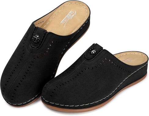 قباقيب SHIBEVER للأحذية النسائية ذات الكعب العالي: أحذية مسطحة سهلة الارتداء - صنادل مغلقة عند الأصابع مريحة in Kuwait