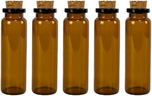 8ml Brown Empty Mini Glass Wish Bottles with Cork Small Brown Glass Vials Cork Amber Glass Vials-50 Pack in Kuwait