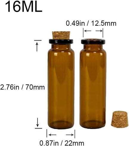 8ml Brown Empty Mini Glass Wish Bottles with Cork Small Brown Glass Vials Cork Amber Glass Vials-50 Pack in Kuwait