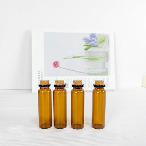 8ml Brown Empty Mini Glass Wish Bottles with Cork Small Brown Glass Vials Cork Amber Glass Vials-50 Pack in Kuwait