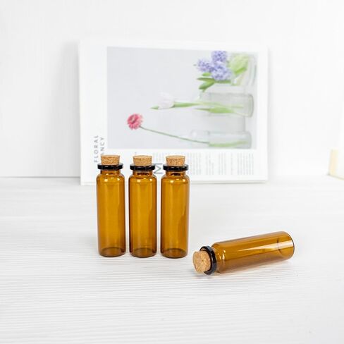 8ml Brown Empty Mini Glass Wish Bottles with Cork Small Brown Glass Vials Cork Amber Glass Vials-50 Pack in Kuwait