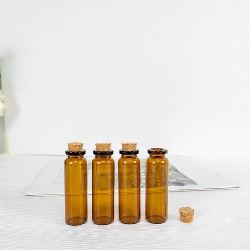 8ml Brown Empty Mini Glass Wish Bottles with Cork Small Brown Glass Vials Cork Amber Glass Vials-50 Pack in Kuwait