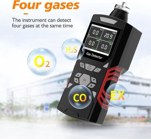 Gas Detector, 4 in 1 Gas Monitor Color Display H2S, O2, CO and EX 2500mAh high Capacity Battery Rechargeable Gas Sniffer in Saudi Arabia