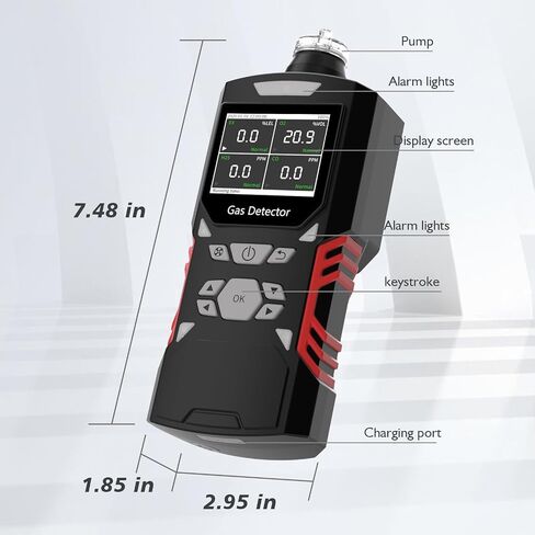 Gas Detector, 4 in 1 Gas Monitor Color Display H2S, O2, CO and EX 2500mAh high Capacity Battery Rechargeable Gas Sniffer in Saudi Arabia