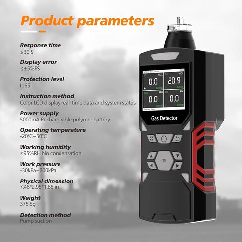 Gas Detector, 4 in 1 Gas Monitor Color Display H2S, O2, CO and EX 2500mAh high Capacity Battery Rechargeable Gas Sniffer in Saudi Arabia