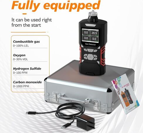 Gas Detector, 4 in 1 Gas Monitor Color Display H2S, O2, CO and EX 2500mAh high Capacity Battery Rechargeable Gas Sniffer in Saudi Arabia