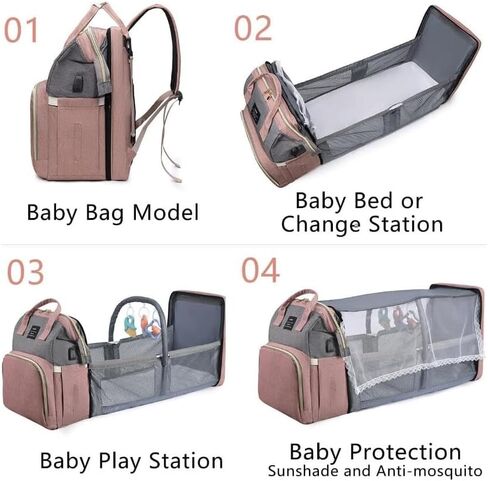 Diaper Bag Backpack ， Baby Toddler Bags for Girls Boys Women Large Big Travel Backpack (grey) in Saudi Arabia