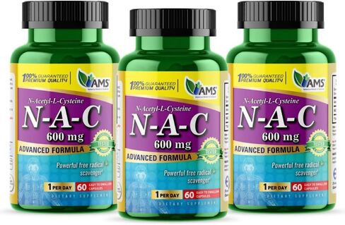 America Medic & Science NAC 600mg – NAC Supplement for Lung Health & Immune Support, Liver Support & Antioxidants – N-Acetyl-Cysteine – 60 Capsules (Pack of 1) in Saudi Arabia