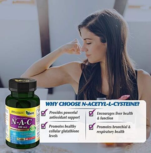 America Medic & Science NAC 600mg – NAC Supplement for Lung Health & Immune Support, Liver Support & Antioxidants – N-Acetyl-Cysteine – 60 Capsules (Pack of 1) in Saudi Arabia