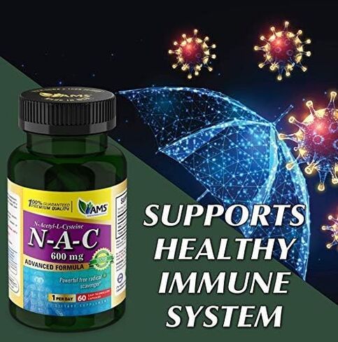 America Medic & Science NAC 600mg – NAC Supplement for Lung Health & Immune Support, Liver Support & Antioxidants – N-Acetyl-Cysteine – 60 Capsules (Pack of 1) in Saudi Arabia