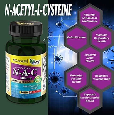 America Medic & Science NAC 600mg – NAC Supplement for Lung Health & Immune Support, Liver Support & Antioxidants – N-Acetyl-Cysteine – 60 Capsules (Pack of 1) in Saudi Arabia