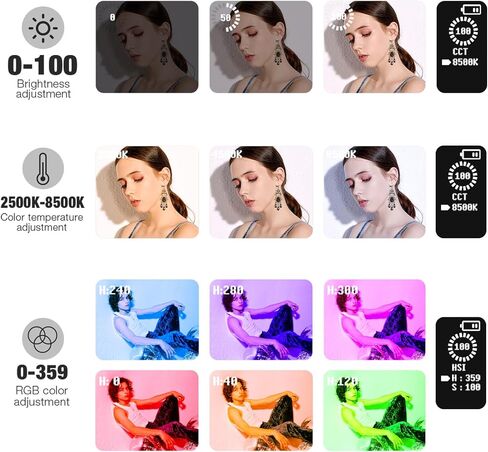 إضاءة فيديو G1s RGB مع حامل ثلاثي القوائم محمول، طقم إضاءة كاميرا LED، لوحة إضاءة 8500K مع هيكل من سبائك الألومنيوم لصورة المنتج على YouTube التصوير الفوتوغرافي لمؤتمرات الفيديو في الاستوديو in Kuwait