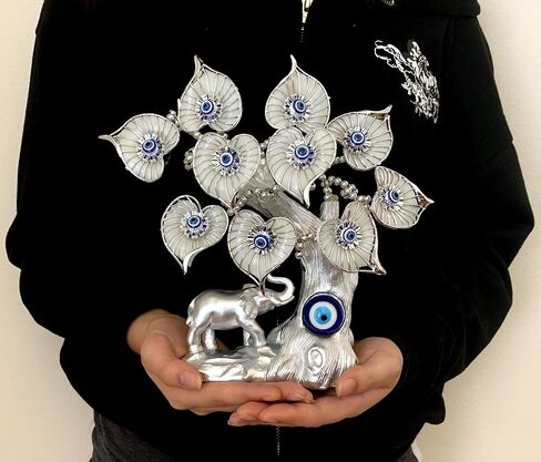 Blue Evil Eye Turkish Nazar Money Fortune Tree Lucky Elephant Design Protection Gift Home Decor Ornament in Kuwait