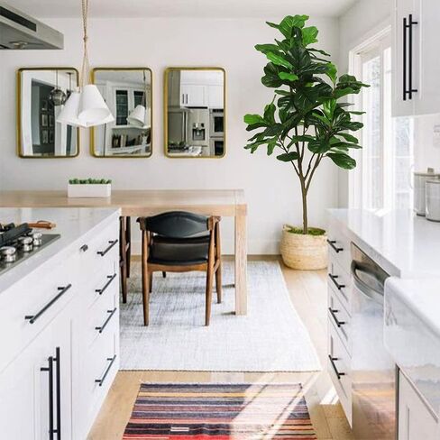 VIAGDO الاصطناعي ورقة الكمان شجرة التين 7ft طويل القامة 122 الزخرفية فو الكمان يترك شجرة الحرير التين وهمية في وعاء شجرة اصطناعية للمنزل مكتب غرفة المعيشة الحمام ركن ديكور داخلي in Kuwait