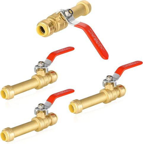 1-Pack Push Fit Slip Ball Valve, 3/4-Inch Push-to-Connect PEX Fitting with Disconnect Clip, for PEX,Copper,CPVC,PE-RT Pipes, Red in Kuwait