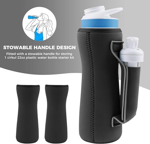 2Pcs Sleeve for Cirkul Water Bottle, Cirkul Water Bottle Sleeve, for 22oz Plastic & Stainless Steel Bottles, Sweat Absorbing Cirkul Sleeve, with Storage Handle, for Retaining Temperature in Saudi Arabia