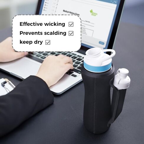 2Pcs Sleeve for Cirkul Water Bottle, Cirkul Water Bottle Sleeve, for 22oz Plastic & Stainless Steel Bottles, Sweat Absorbing Cirkul Sleeve, with Storage Handle, for Retaining Temperature in Saudi Arabia