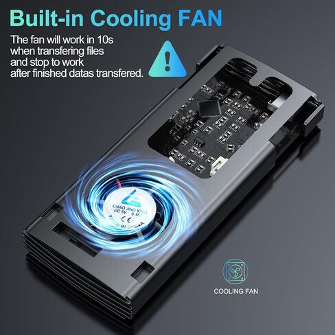 M.2 Enclosure NVMe SSD Adapter, FEMORO NVMe to USB C 3.2 Gen 2 10Gbps NVMe PCle SATA External Case Tool-Free with Mute Cooling Fan Supports UASP Trim M-Key/B+M Key for 2242 2280 SSD in Kuwait