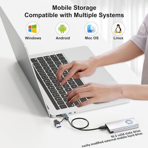 M.2 Enclosure NVMe SSD Adapter, FEMORO NVMe to USB C 3.2 Gen 2 10Gbps NVMe PCle SATA External Case Tool-Free with Mute Cooling Fan Supports UASP Trim M-Key/B+M Key for 2242 2280 SSD in Kuwait