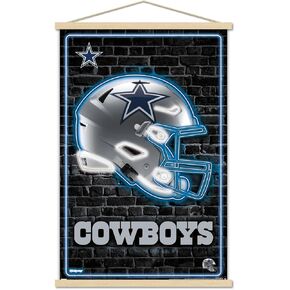 Trends International NFL Dallas Cowboys - ملصق حائط نيون خوذة 23، 22.37 بوصة × 34.00 بوصة، طباعة وحزمة شماعة سوداء