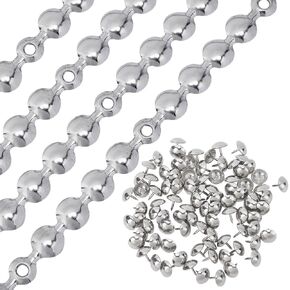 GORGECRAFT 5Pcs 1 Meter Upholstery Tacks Strips 10.5mm Metal Iron Round Head Glossy Decorative Nailhead Trims with 90Pcs Upholstery Nails Loosing Tacks Matched for Sofa Chair Furniture Golden
