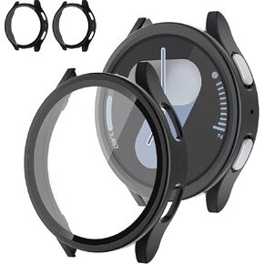 Screen Protector Case for Samsung Galaxy Watch 7 Case 44mm,2 Pack Hard PC Frosted Case Tempered Film Replacement Cover for Samsung Watch 7 44mm Screen Protector Women Men,Galaxy Watch 7 Accessories