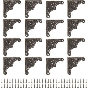 uxcell 30pcs Vintage Corner Protector 1.5"x1.5"x0.3" Decorative Metal Edge Corner Protectors Brackets with Mounting Nails for Box Wooden Case Chest Table Desk Bronze