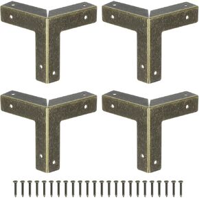 uxcell 4 Pcs Decorative Box Corner Cover, 32mm Metal Edge Guard, Furniture Corner Edges Protector, Black