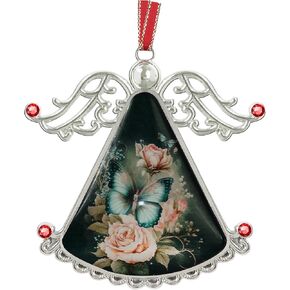 Van Gogh Starry Night Style Angel Christmas Ornaments Clear Glass Alloy Vintage Luxurious Ornament for Christmas Tree Decoration