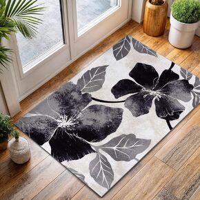 CAMILSON Solana Modern Floral 7'10" x 10'3" Area Rugs Non-Skid (Non-Slip) Rubber Backing Blue - Gray Flowers Indoor Rug (8x10, Blue Grey)