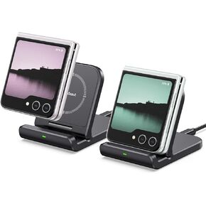 Wireless Charger for Samsung Z Flip 6 (2 Pack), Foldable Wireless Charging Stand for Galaxy Z Flip 6/5/4/3, Charging Station for Samsung Galaxy Z Flip Series/Moto Razr+(No Adapter)