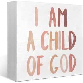 Boho Neutral Baby Girl Boy Nursery Decor - Jesus Loves Me Christian Wood Box Sign Desk Decor, Toddler Girl Room Decor, Christian Desk Decor Bible Verse Decor, 5x5