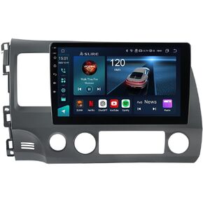 ASURE 10.1 inch Car Stereo GPS Navigation Unit for Honda Civic VIII 2006-2011 Radio Upgrade,8Core 4G+64G Android with Wireless Carplay,Android Auto,SWC,DSP,1280x720 HD Touchscreen Multimedia Player