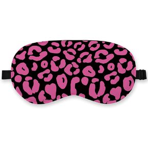 قناع العين الحريري من بريبي للنوم، قناع الفهد الأسود، قناع النوم الليلي بطبعة الفهد معصوب العينين وقابل للتعديل للنساء والفتيات، قيلولة أثناء السفر بالطائرة، غطاء العين قناع النوم الفهد الوردي in Kuwait