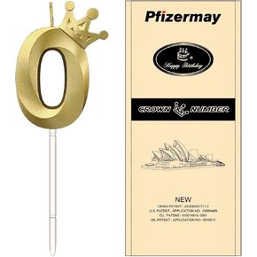 شمعة عيد ميلاد رقم 1/2 للكيك - غلاف كعكة بتصميم تاج مثالي للأطفال بعمر ستة أشهر واحتفالات الذكرى السنوية (تاج - 1/2، ذهبي) in Kuwait