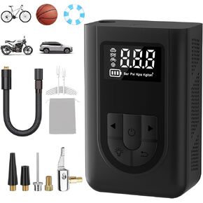 Tire Inflator Portable Air Compressor XHD-08 Portable Air Pump for Car Tires 5-12V Car Air Pump Fast Charging and PD Output Charging,LED Light Cordless Tire Pump for Car,Bikes,Balls,Motorcycles